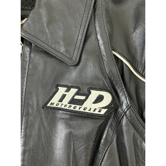 Harley Davidson Embroidered Leather Motorcycle Jacket - XS - Picture 7 of 13